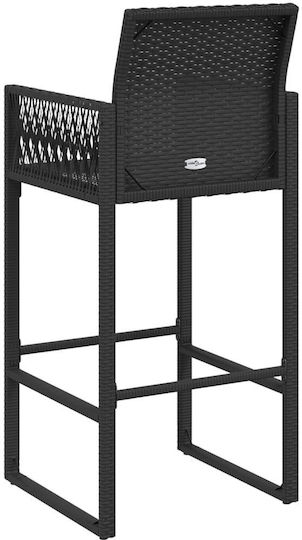 Gartenhocker Bar Außeneinsatz Rattan mit Kissen Schwarz 2Stücke 45,5x49x118cm