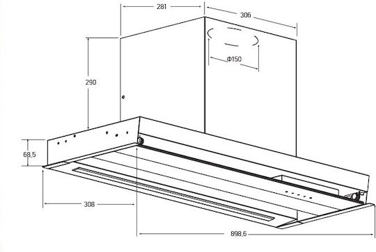 Gruppe Soluzione Chimney Vent Hood 90cm Inox