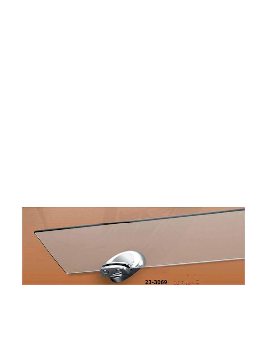 Rombo Εταζέρα Χρωμέ Επιτοίχια Ραφιέρα Μπάνιου Γυάλινη με 1 Ράφι 50x10x0.7cm