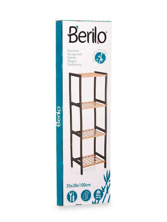 CMSpa Wall Mounted Bathroom Shelf Wooden 35x30x100cm Blue