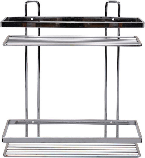 Estia Elegant An der Wand montiert Badezimmerregal Metallisch mit 2 Regalböden 27x25x12.5cm Silber