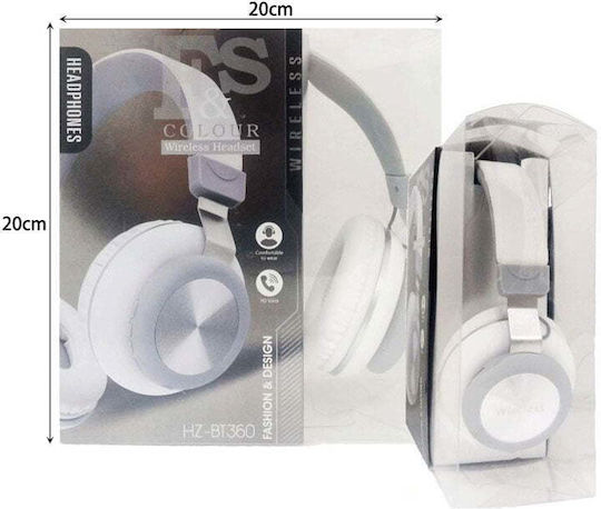 HZ-BT360 Ασύρματα / Ενσύρματα On Ear Ακουστικά με Ραδιόφωνο με 9 ώρες Λειτουργίας Λευκά