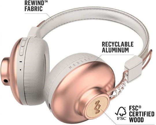 The House Of Marley Positive Vibration 2 Wireless Over Ear Headphones with Radio with 12 Hours Playing Time Copper
