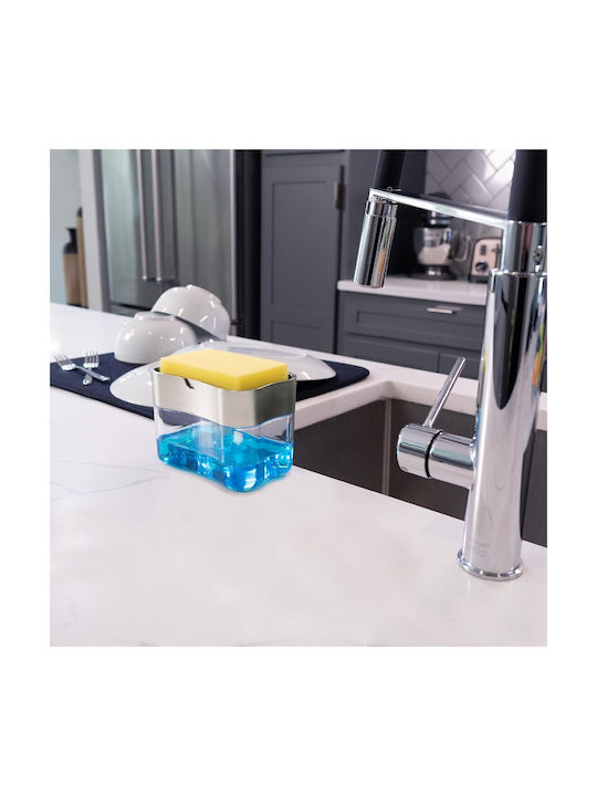 Container Dispenser Kitchen Plastic with Sponge Holder White