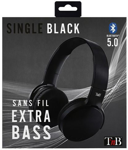 T'nB Single Bluetooth Wireless On Ear Headphones with 8 hours of Operation Black