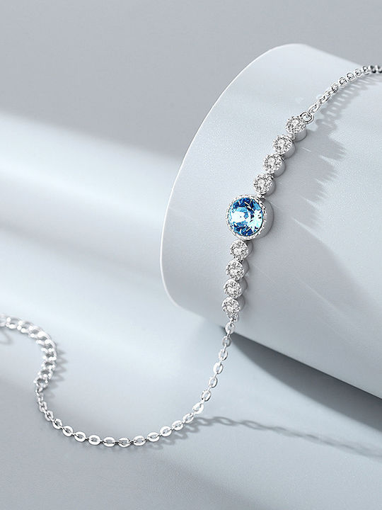 Bracelet Made of 925 Silver with Blue Zircon Stone