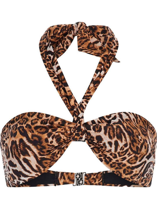 Strapless Bikini Top Animal Print Καφέ