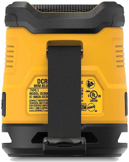 Dewalt Waterproof Bluetooth Speaker 5W with Battery Life up to 16 hours Yellow DCR009