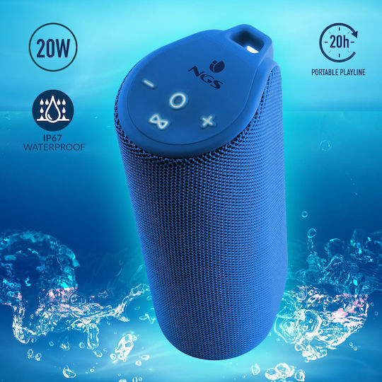 NGS Roller Reef Waterproof Bluetooth Speaker 10W with Battery Life up to 4 hours Blue