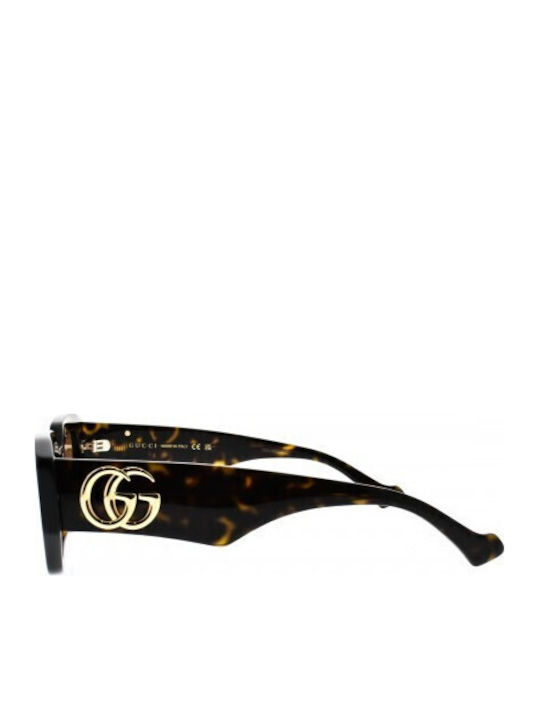 Gucci Women's Sunglasses with Brown Tartaruga Plastic Frame and Brown Lens GG1421S 002