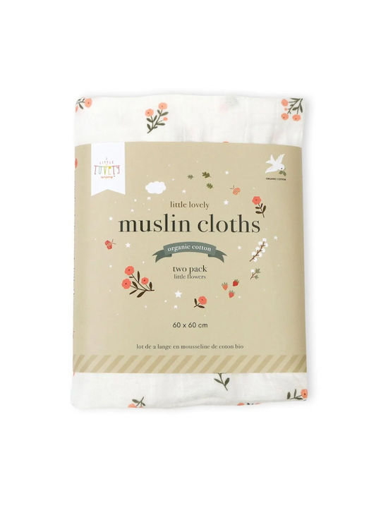 A Little Lovely Company Little Flowers Muslin Swaddle Wraps 60x60cm. 2pcs