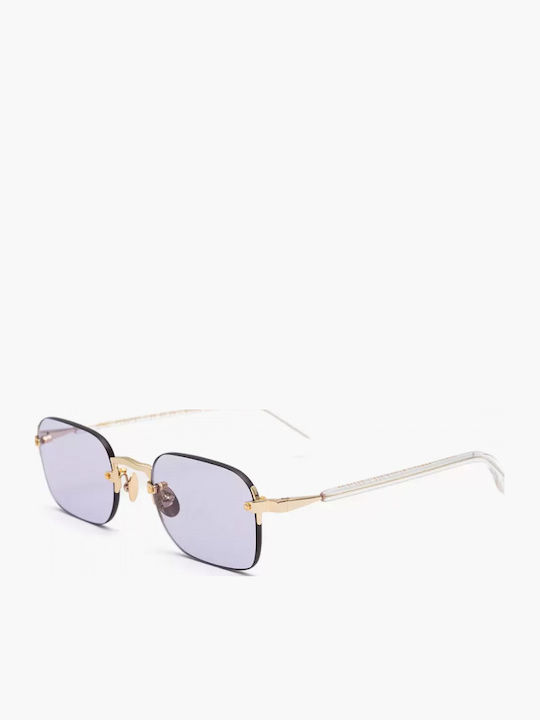 Gast Domsa Unisex Sunglasses with Gold Metal Frame and Purple Lens
