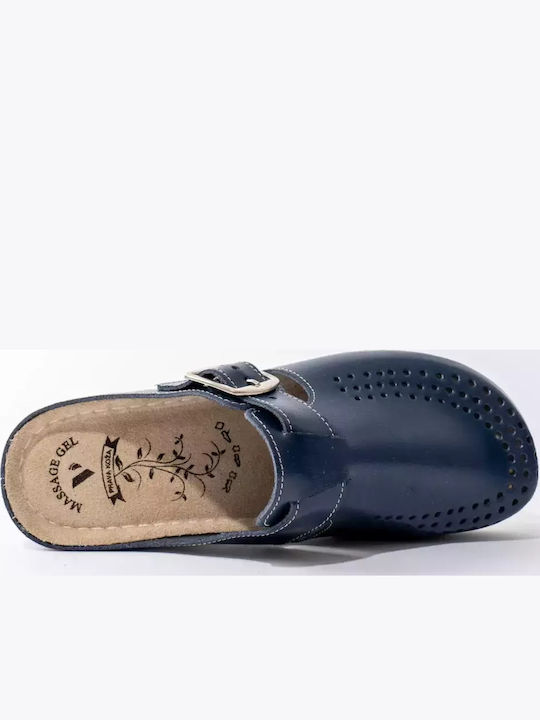 Vesna Women's Leather Anatomic Clogs Blue