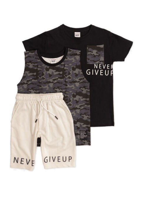 New College Kids Set with Shorts Summer 2pcs Black