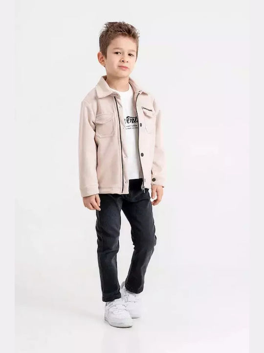 Trendy Shop Kinder Set mit Hose & Jacke Winter 3Stück Beige