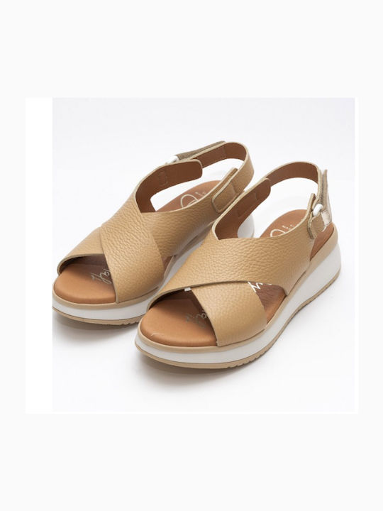 Oh My Sandals Anatomic Women's Leather Platform Shoes Camel