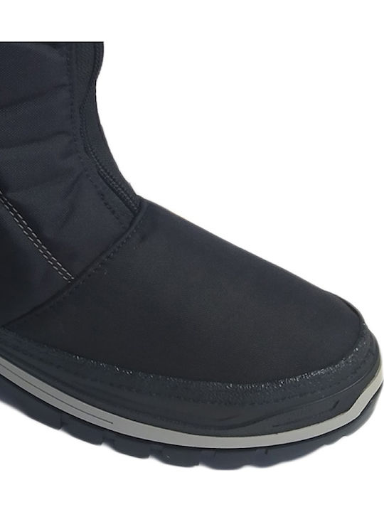 Synthetic Leather Snow Boots with Zipper Navy Blue