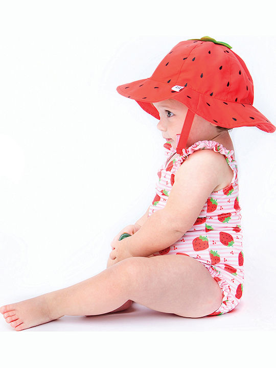 Zoocchini Kids Swimwear One-Piece with Hat Red