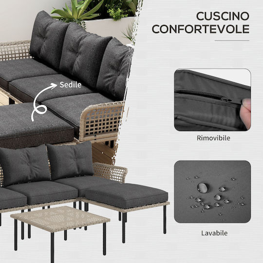 Set Cameră De Zi Pentru Exterior 5 Piese Rattan