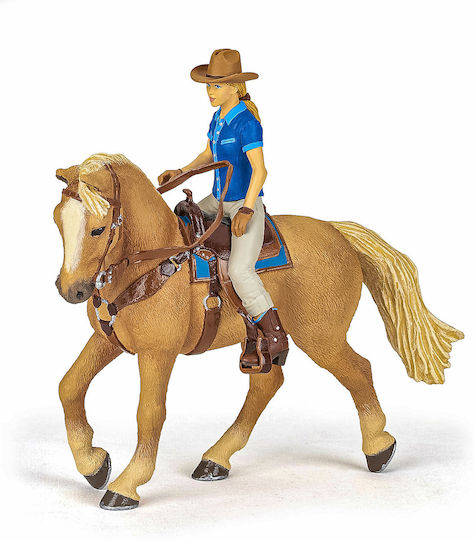 Papo Calul Vestului Sălbatic Și Cowgirl Pentru 3+ Ani 19 Cm