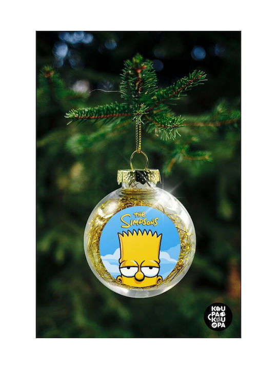 The Simpsons Bart Christmas Hanging Ball Ornament Plastic Transparent With Gold Dust With Beads Transparent