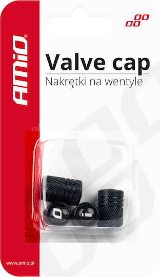AMiO Car Tire Valve Caps Black 4pcs