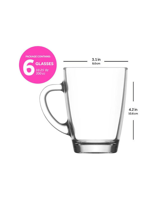 Gurallar Vega Mug Ceramic Transparent 300ml 6pcs