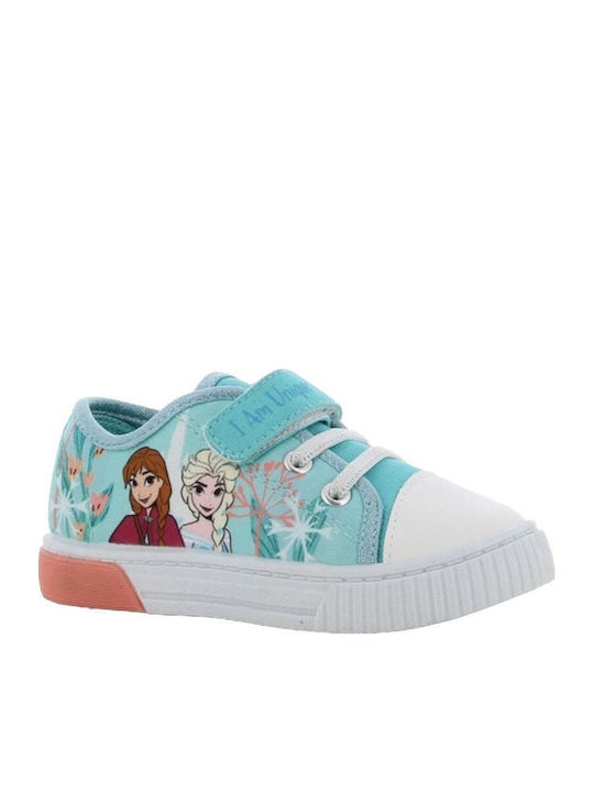 Frozen Παιδικά Sneakers Ανατομικά με Σκρατς & Φωτάκια Τιρκουάζ