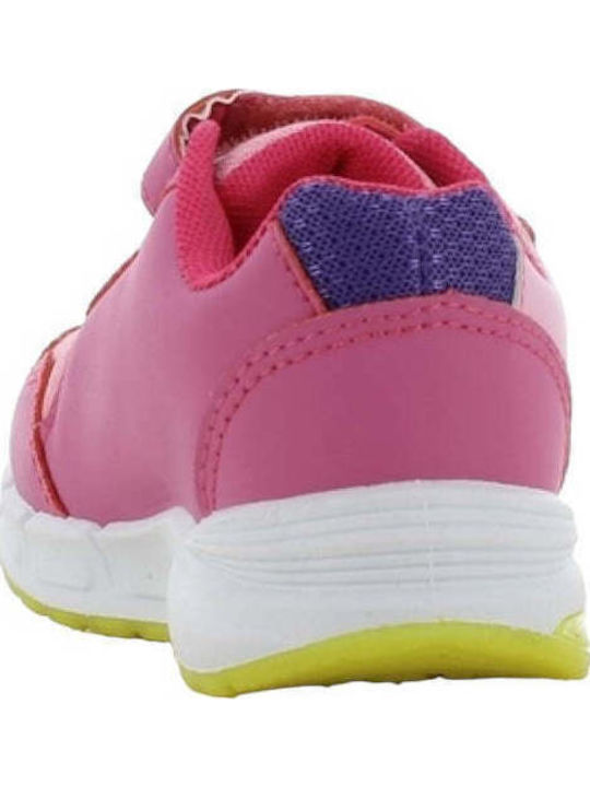 Mickey Mouse Παιδικά Sneakers Ανατομικά με Σκρατς & Φωτάκια Φούξια