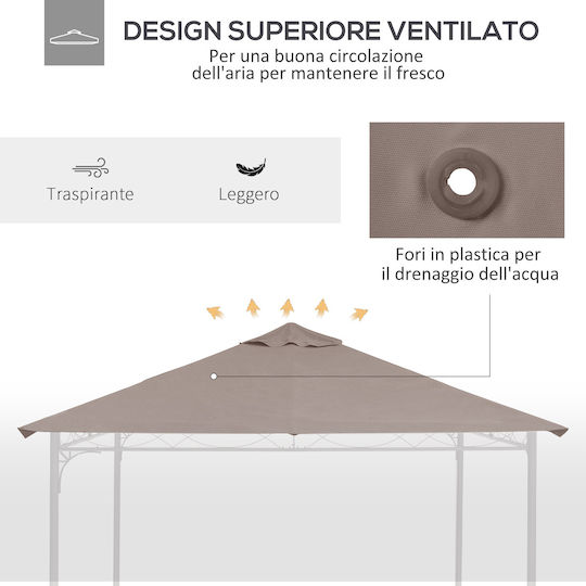 Outsunny Gazebo Cover for Kiosk Beige 3x3m
