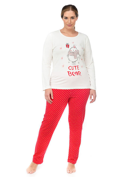 Winter Women's Pyjama Set Cotton Red