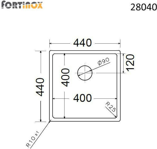 Apell Square Undermount Inox Satin Finish 44x44cm Silver Apell Square Undermount Inox Satin Finish 44x44cm Silver