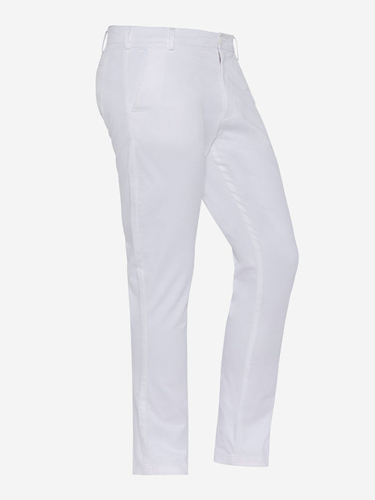 Schott Men's Trousers Chino Elastic in Regular Fit White