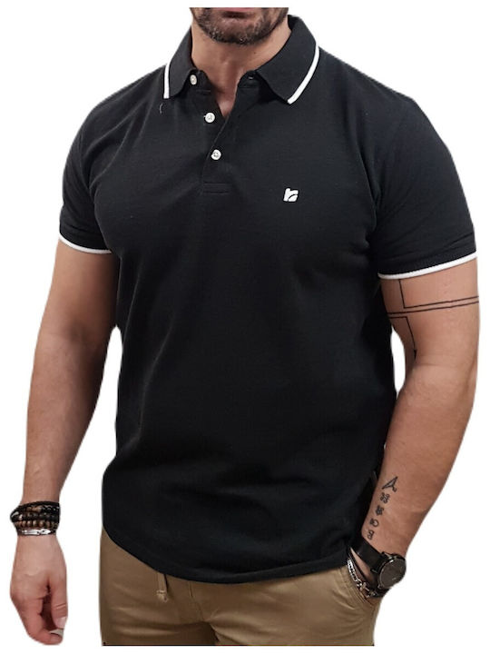 Rebase Ανδρική Μπλούζα Polo Black Melange