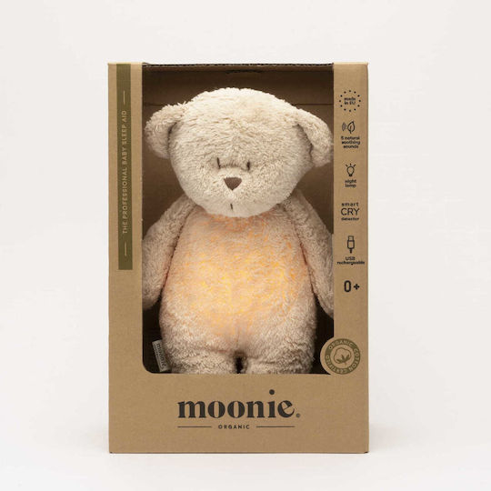 Moonie Sleep Toy The Humming Bear Sand Natur made of Fabric with White Noise and Light for 0++ Months