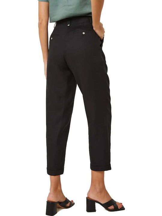 Julie Guerlande Women's High-waisted Linen Trousers black