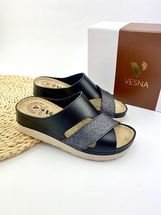 Vesna Women's Flat Sandals Anatomic in Black Color