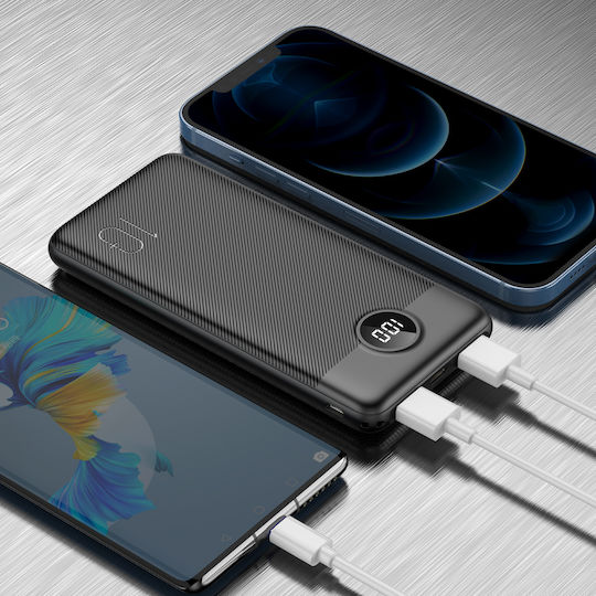 Veger L10S Power Bank 10000mAh 20W με 2 Θύρες USB-A και Θύρα USB-C Power Delivery / Quick Charge 3.0 Μαύρο