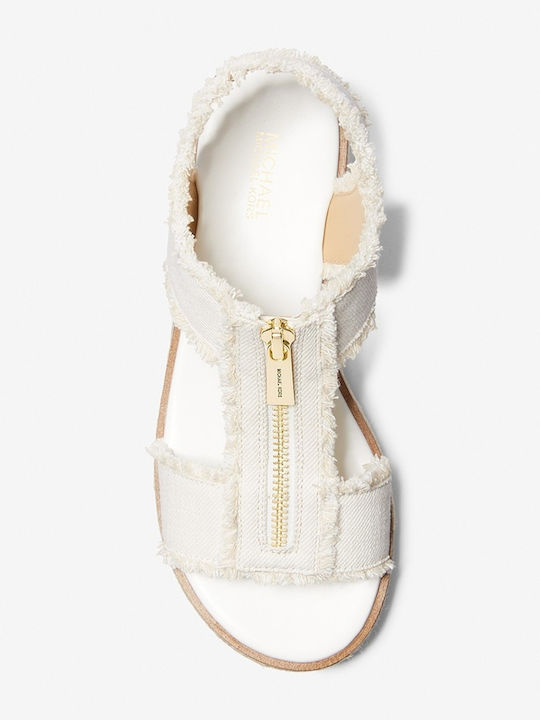 Berkley Frayed Denim Espadrilles Women's Flat Sandals in White Color