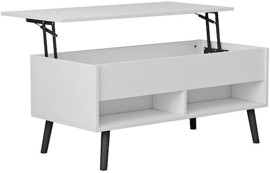 Rechteckig Couchtisch Skyfi Holz mit Serviertablett White-Black B100xT60xH45cm