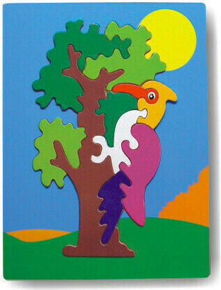 Wooden Kids Peg Puzzle Wooden Puzzle Woodpecker for 2+ Years 10pcs Anelixi