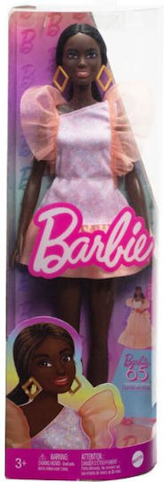 Barbie Fashionistas Doll Fashionistas #216 With Tall Body, Black Straight Hair & Peach Dress for 3+ years+ Years 29cm