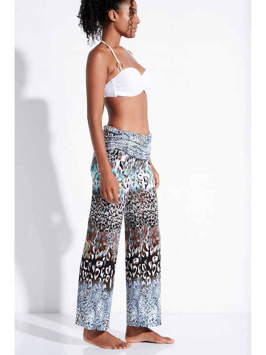 Jeannette Lingerie Pantaloni Largi Pentru Plajă În Culoare Albastră Jeannette Lingerie Pantaloni Largi Pentru Plajă În Culoare Albastră