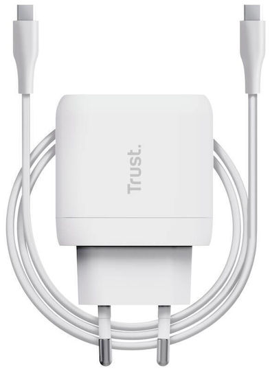 Trust Φορτιστής με Θύρα USB-C και Καλώδιο USB-C - USB-C 45W Power Delivery Λευκός (Maxo)