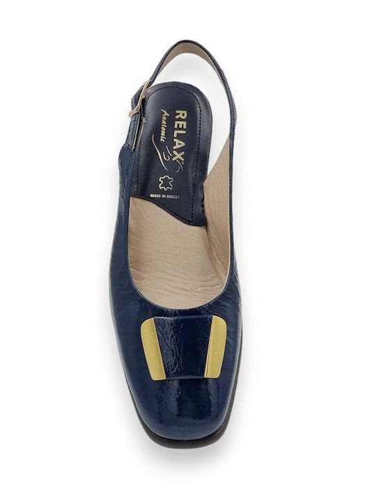 Leder Pumps mit Riemchen Blau