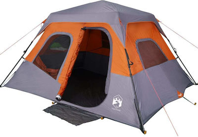 vidaXL Γκρι/Πορτοκαλί Cort Camping pentru 6 Persoane 344x282x192cm