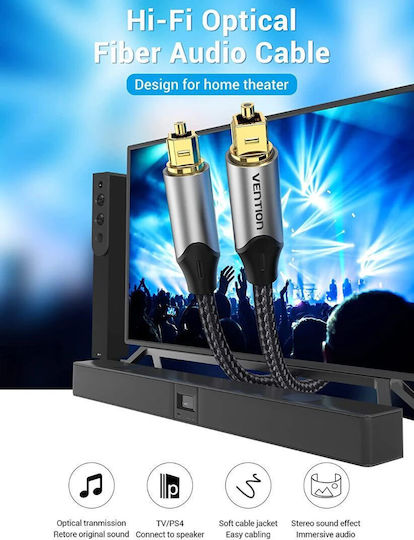 Vention Fiber Audio Optical Audio Cable TOS Male - TOS Male Black 3m (BAVHI)