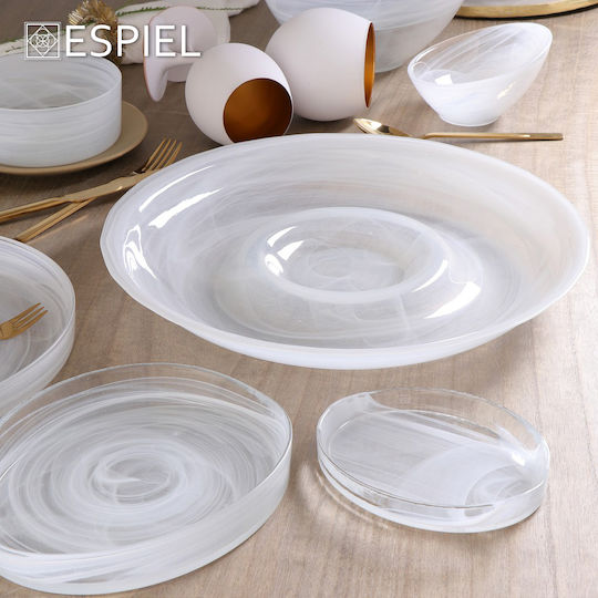 Espiel Atlas Alabaster Πιάτο Ρηχό Οβάλ Γυάλινο Λευκό 21x16.5cm