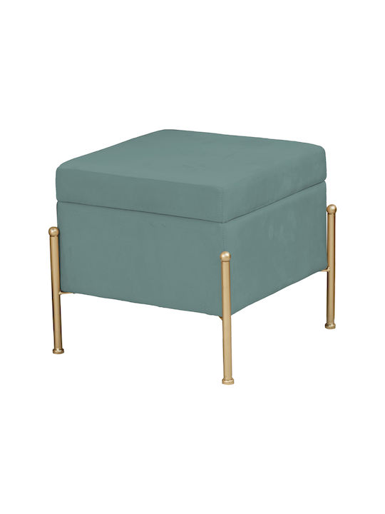 Stool For Living Room With Storage Space Upholstered with Velvet Panton Green-gold 40x40x36.5cm