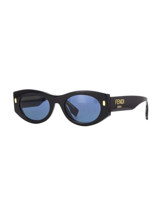 Fendi Women's Sunglasses with Black Plastic Frame and Blue Lens FE40125I 01V